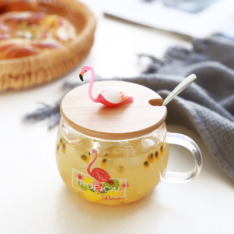 400-ml-Mignon-Rose-Flamingo-Verre-Caf-Tasse-avec-Couvercle-et-Cuill-re-Caf-Th-Au