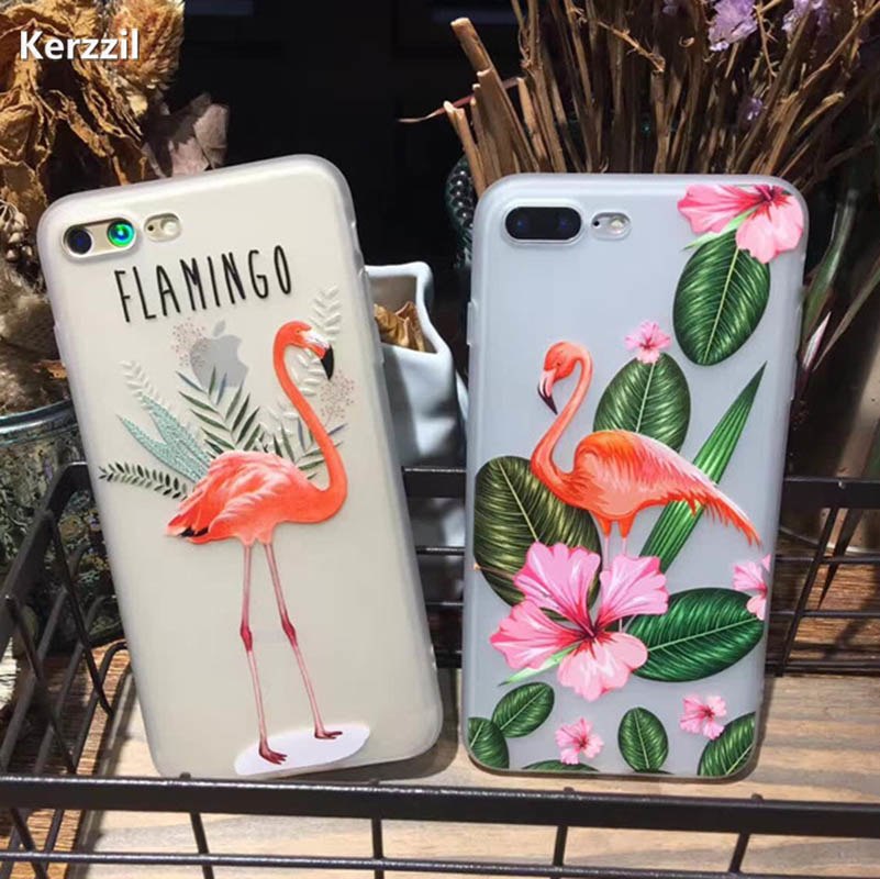 Kerzzil-3D-Relief-Case-Flamingo-Pour-iPhone-7-6-6-s-PLus-7-plus-Couverture-de