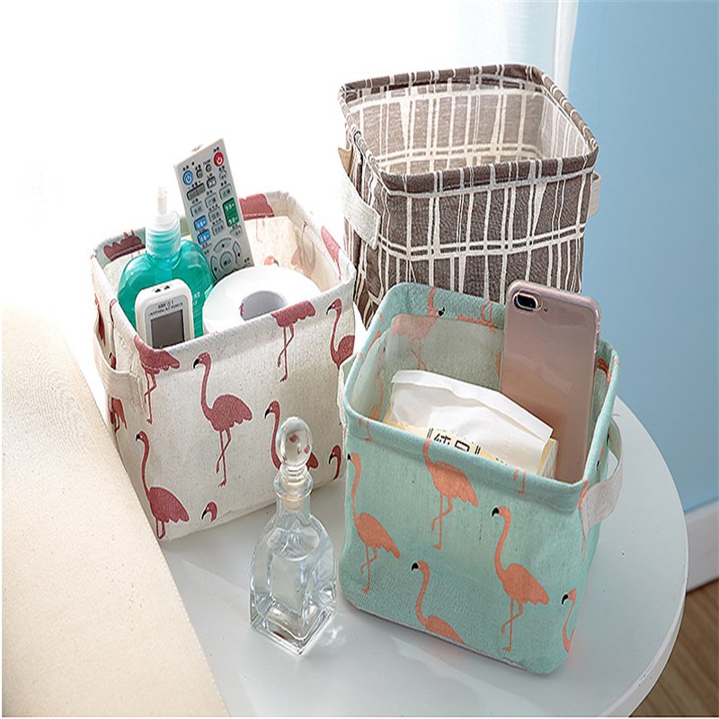 Flamants-roses-Panier-De-Rangement-En-Tissu-D-corations-de-F-te-D-anniversaire-D-enfants