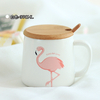 350-ml-Mignon-Rose-Flamant-C-ramique-Caf-Tasse-avec-Couvercle-et-Cuill-re-Caf-Th