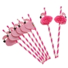 F-te-d-anniversaire-D-corations-Enfants-20-Pcs-Flamingo-Pailles-Flexible-En-Plastique-Potable-De