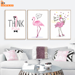 Rose-Flamingo-Cours-Wall-Art-Toile-Peinture-Nordique-Affiches-Et-Gravures-Animaux-Mur-Photos-Pour-Salon