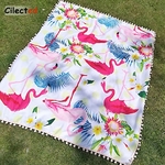 Cilected-New-Flamant-Imprim-Carr-Serviette-De-Plage-Microfibre-Serviette-De-Bain-Avec-Pompon-Tapis-De