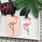 Bande-dessin-e-Mignon-flamingo-Bagages-Tag-Voyage-Accessoires-Gel-De-Silice-Valise-ID-Adresse-Titulaire