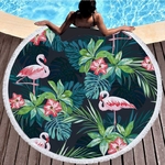 GRIDILANGO-Rond-Serviette-De-Plage-avec-le-Gland-Rose-Flamingo-Feuille-De-Palmier-Fleur-serviette-microfibre