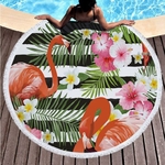 GRIDILANGO-Rond-Serviette-De-Plage-avec-le-Gland-Rose-Flamingo-Feuille-De-Palmier-Fleur-serviette-microfibre