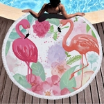 GRIDILANGO-Rond-Serviette-De-Plage-avec-le-Gland-Rose-Flamingo-Feuille-De-Palmier-Fleur-serviette-microfibre