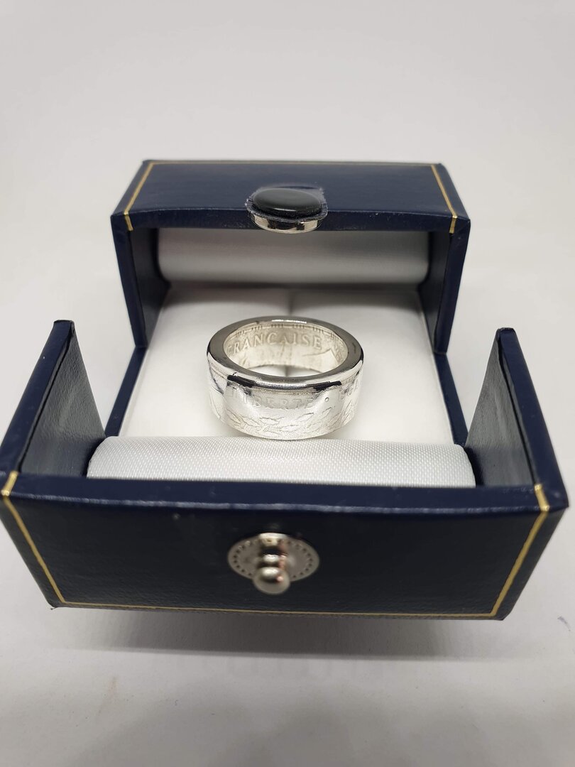 Bague Pièce De Monnaie 100 Francs Panthéon En Argent - Bijou Vintage Neuf Avec Étiquettes