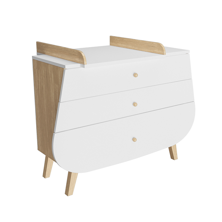 Lit Bebe Et Commode Avec Plan A Langer Songes Et Rigolades Cocon Blanc Et Bois Petits Meubles