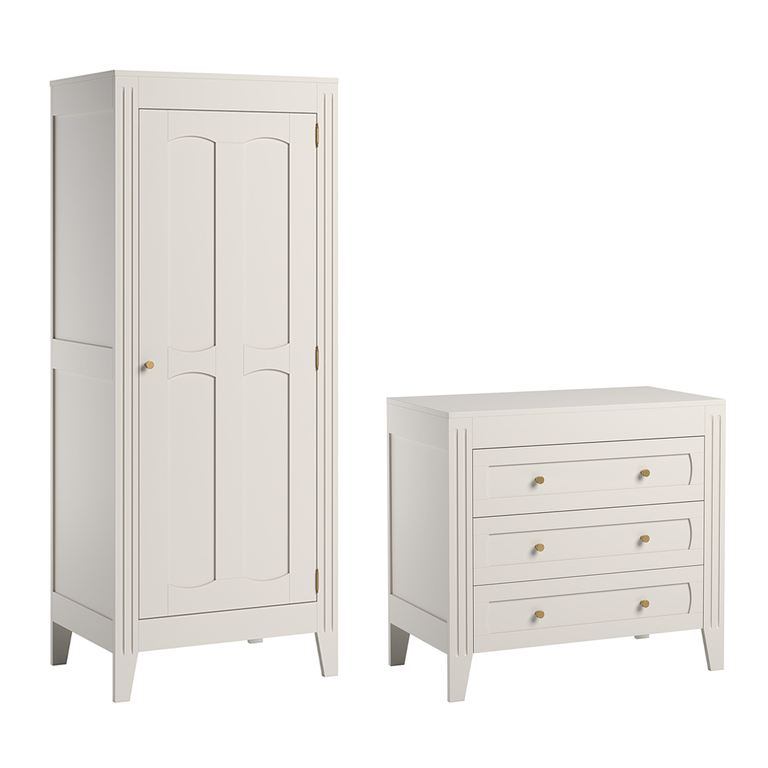 Commode 3 tiroirs et armoire 1 porte Vox Milenne Blanc