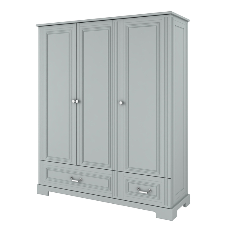 Armoire 3 portes 2 tiroirs Bellamy Ines Gris