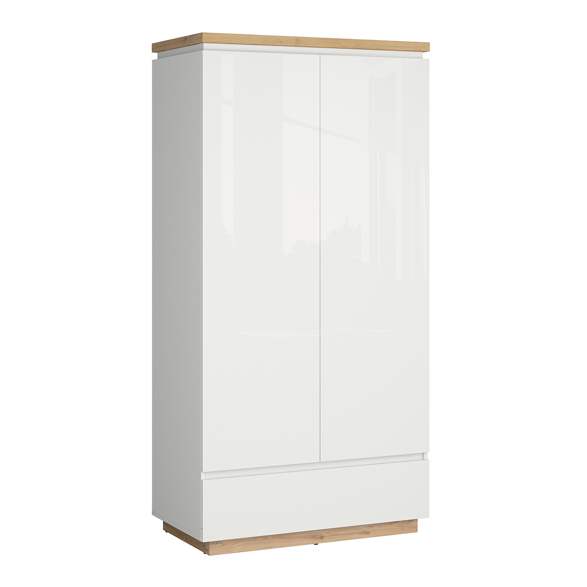 Armoire 2 portes 1 tiroir Finn Blanc et Bois