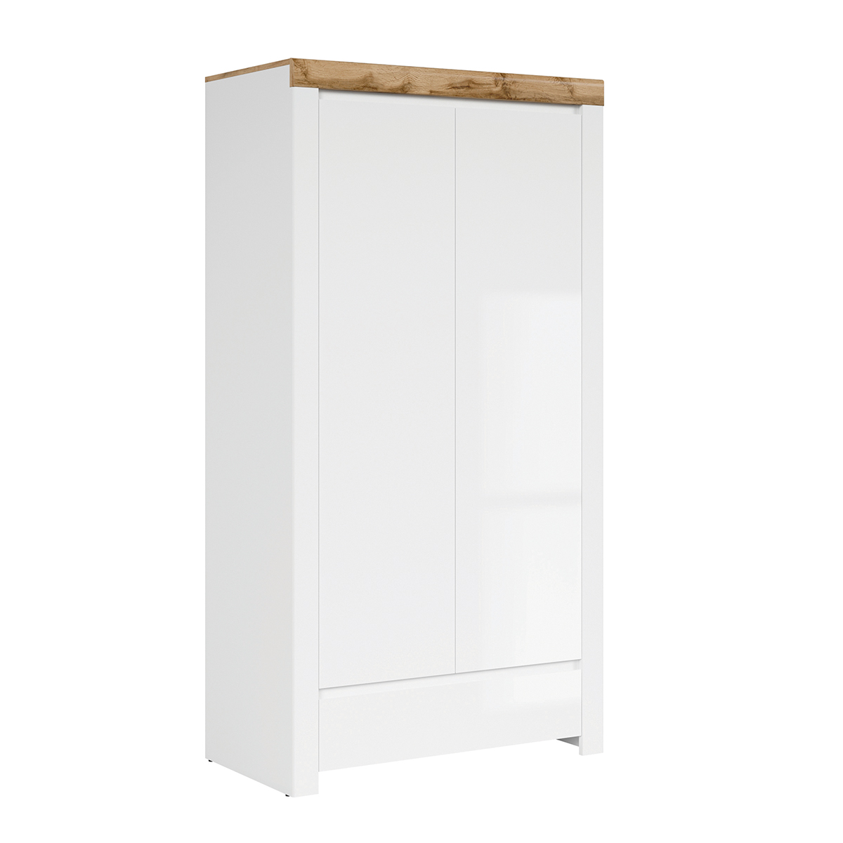 Armoire 2 portes 1 tiroir Hella Blanc et Bois