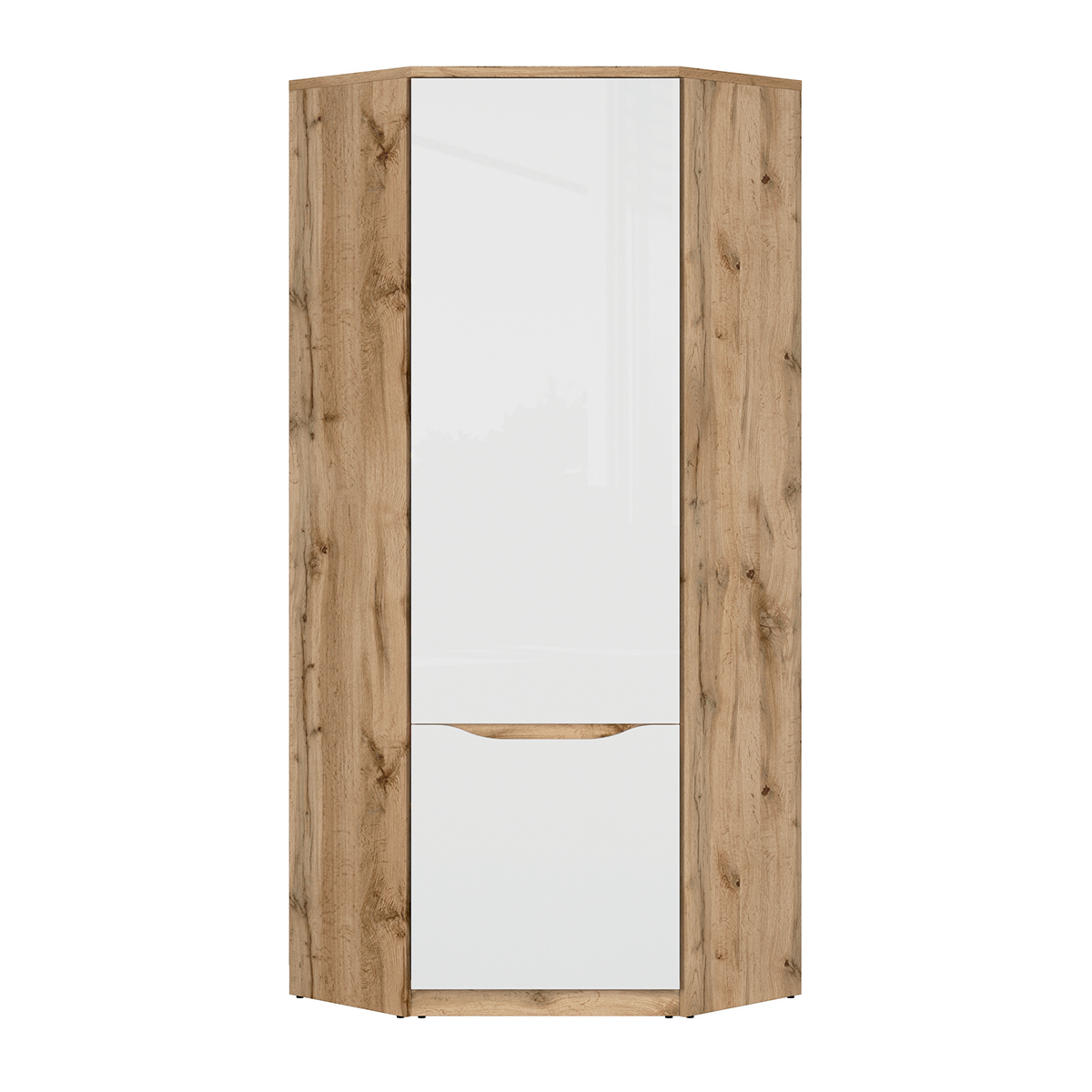 Armoire d\'angle 1 porte June Blanc et Bois