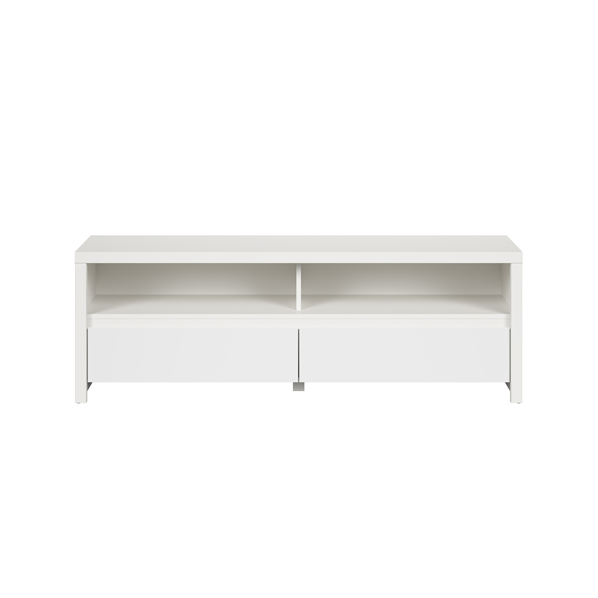 Meuble TV 2 tiroirs 2 niches 143 cm Soren Blanc