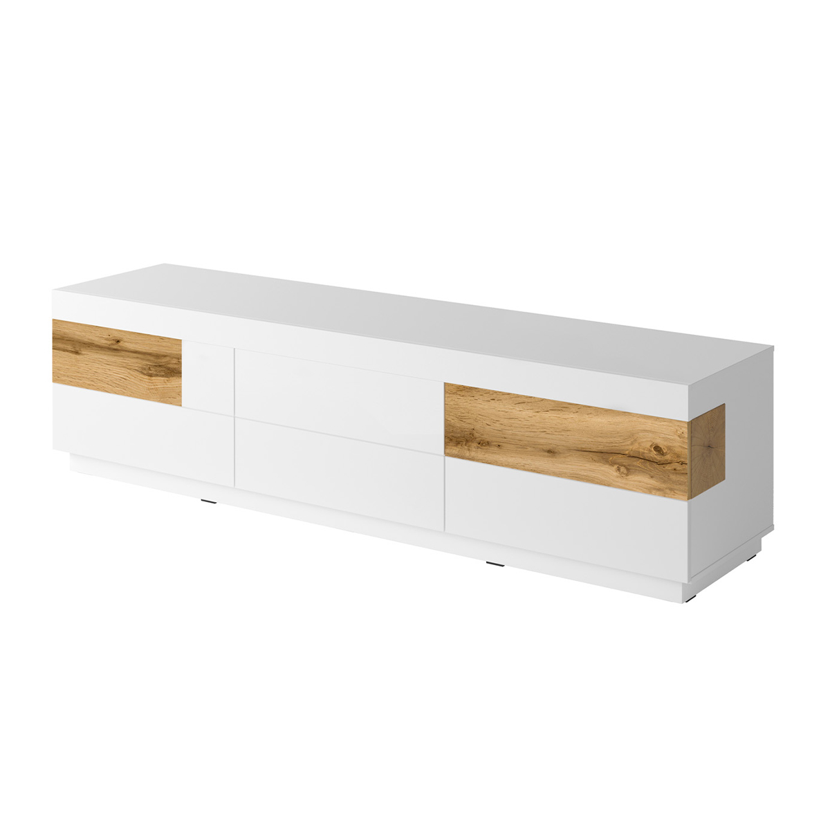 Meuble TV 6 tiroirs 206 cm Andrea Blanc et Bois