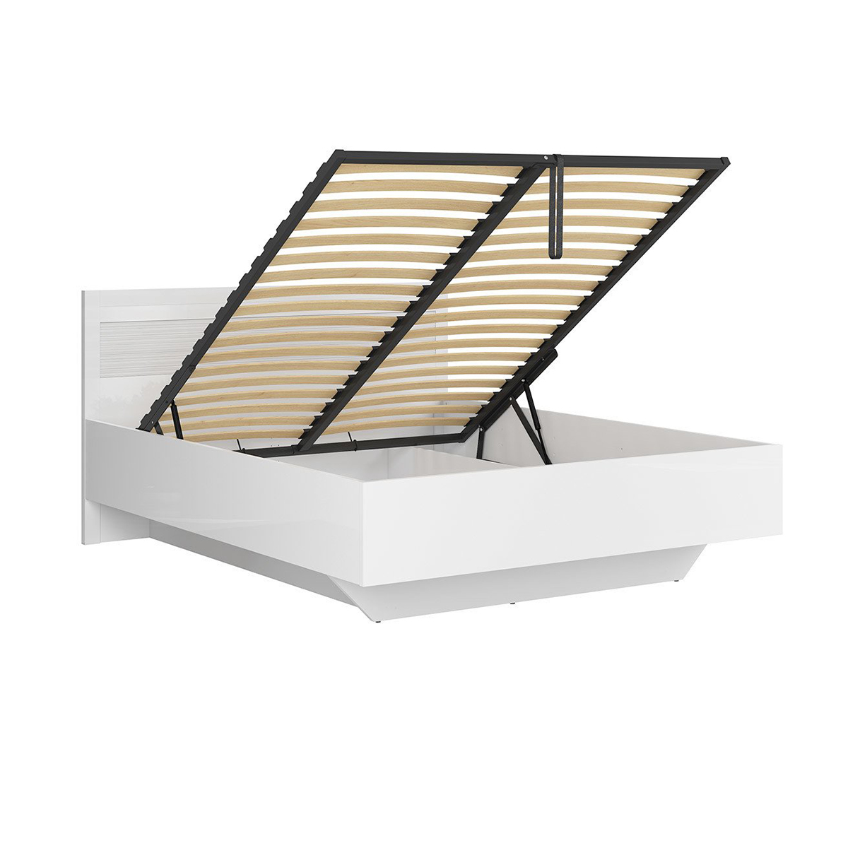 Lit coffre 160x200 sommier inclus Ulysse Blanc laqué