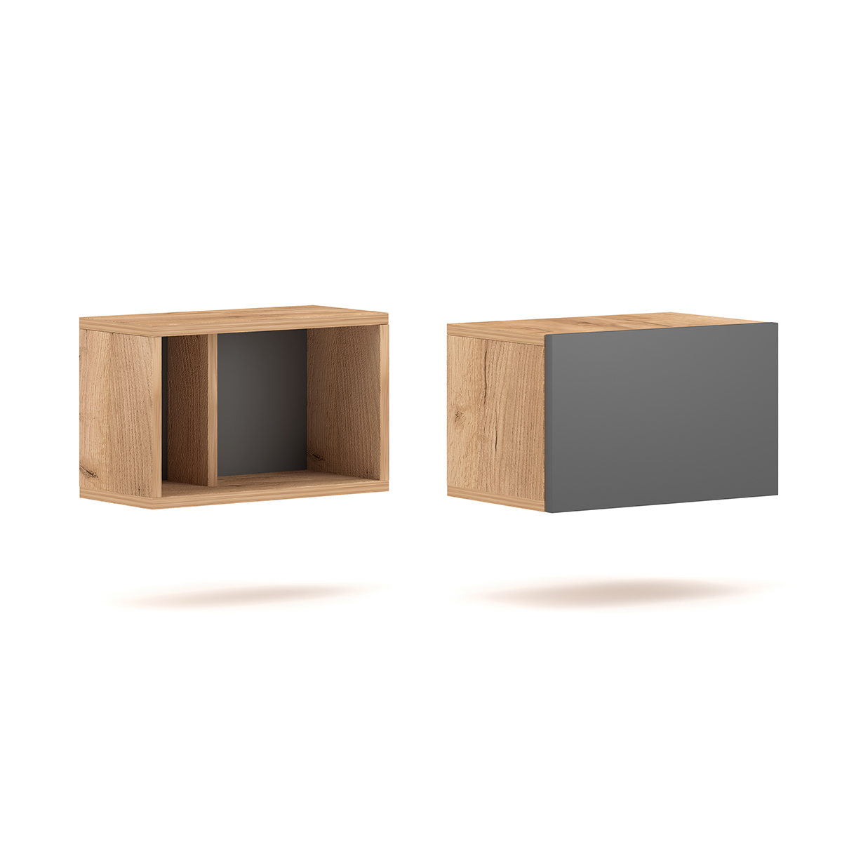 Lot de 2 cubes muraux Thalie Gris anthracite et Bois