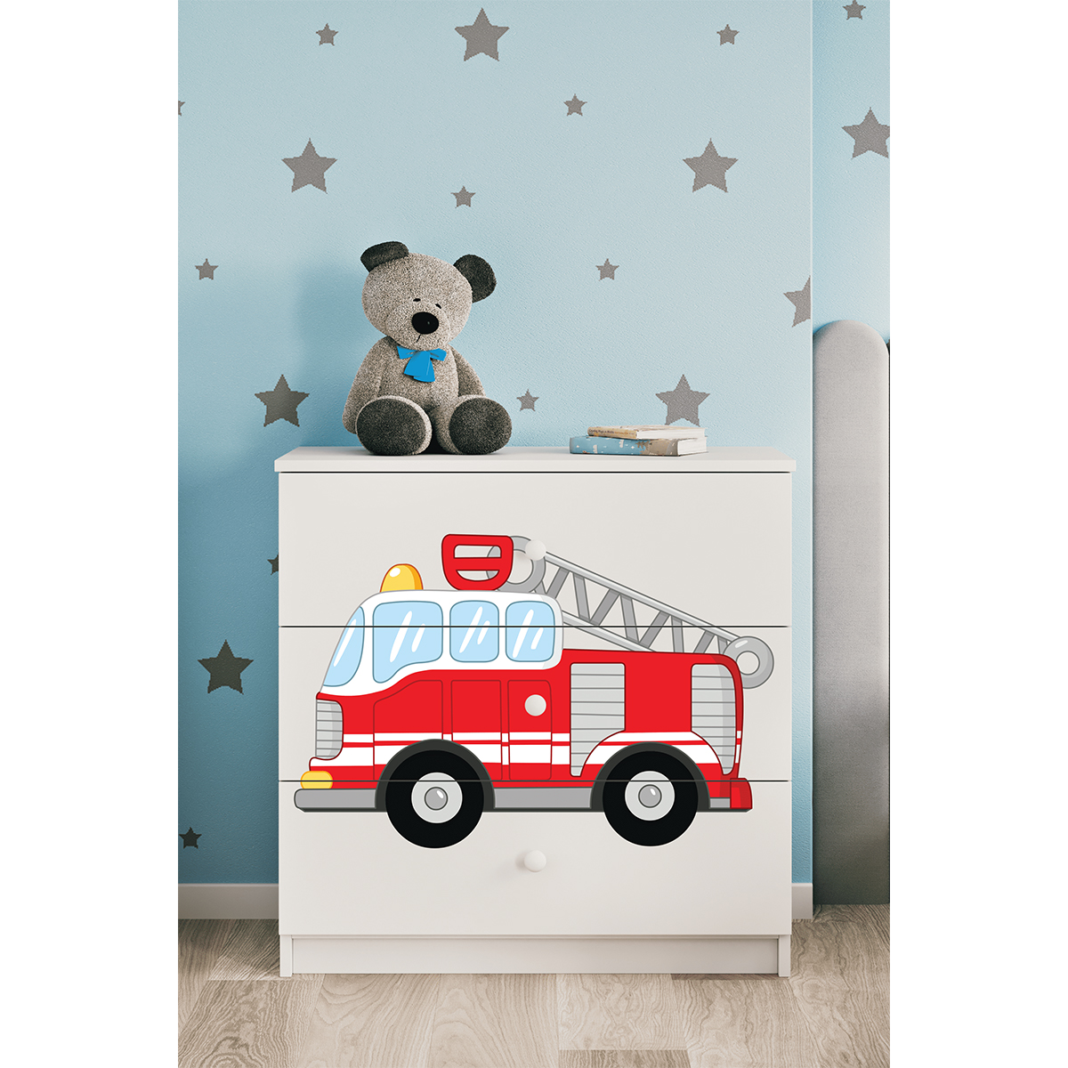 Commode 3 tiroirs Kocot Kids Babydream Pompier - Blanc