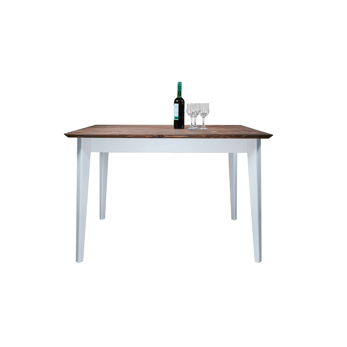 Table à manger rectangulaire extensible 4 à 6 places Nostalgie - Blanc et bois