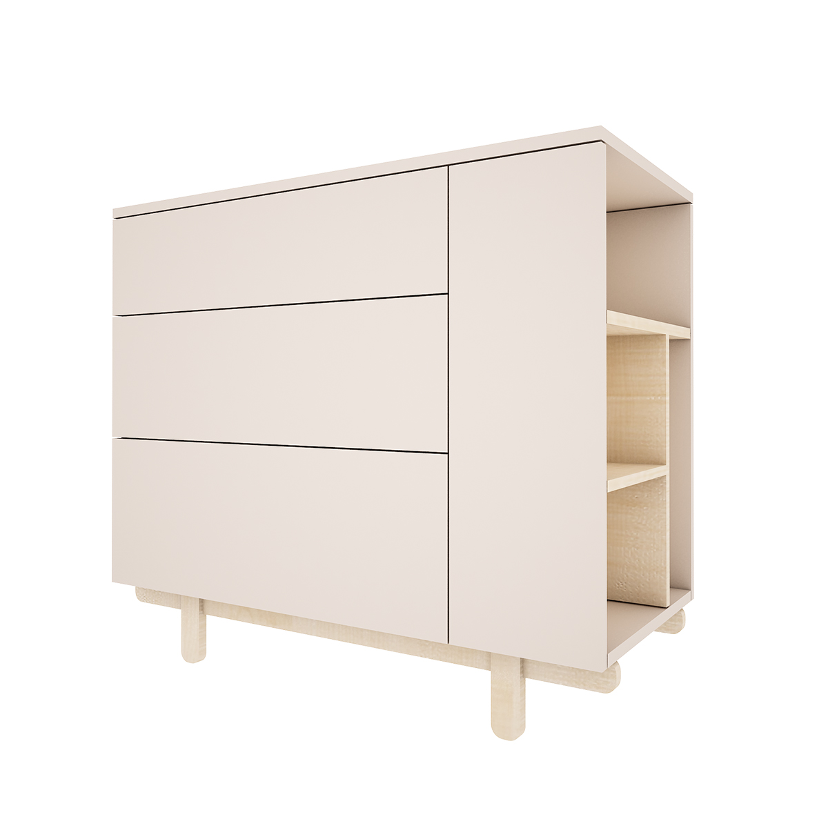 Commode 3 tiroirs Wood Luck Romy Beige