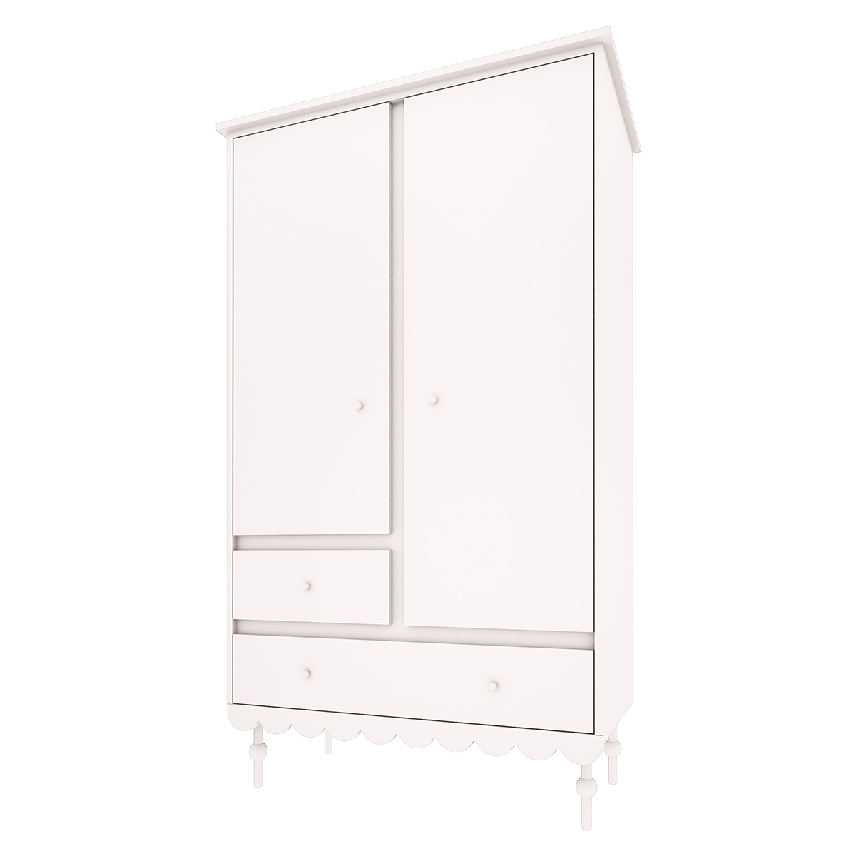 Armoire 2 portes 2 tiroirs Wood Luck Babushka Blanc