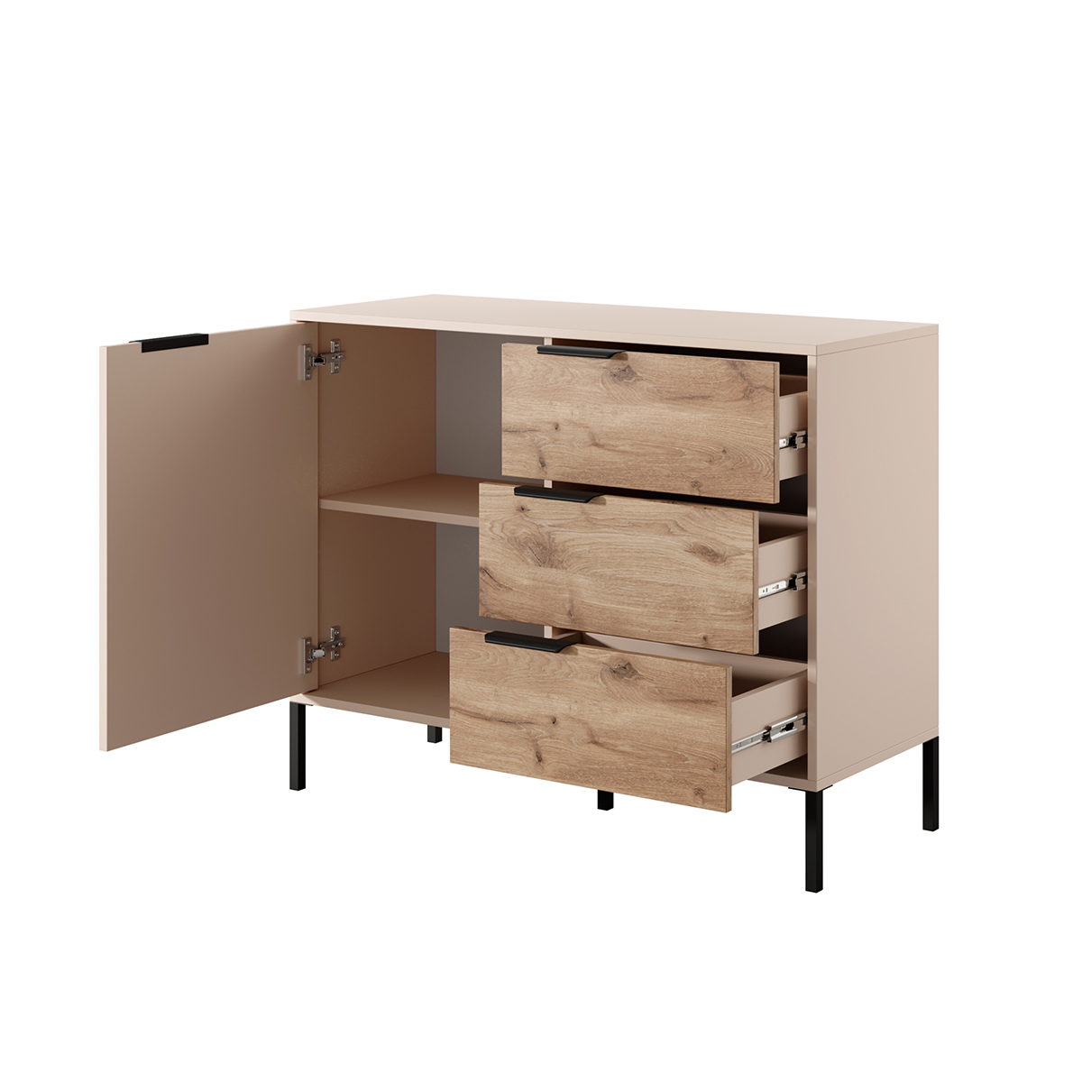 Buffet 1 Porte 3 Tiroirs Jake Beige Et Bois Salle Manger Buffet buffet-1-porte-3-tiroirs-jake-beige-et-bois-salle-manger-buffet