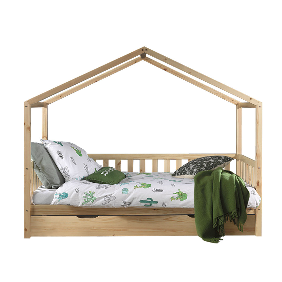 Lit cabane 90x190 barrières sommier et tiroir inclus Roxane Blanc - Lits  cabanes/Lit cabane avec tiroir - petits-meubles