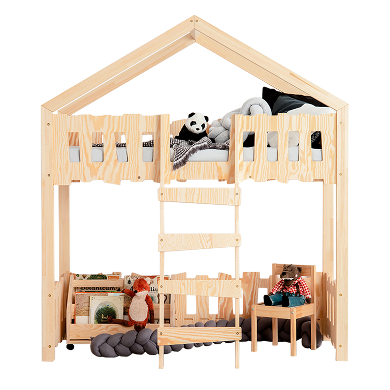 Lit cabane mi-hauteur 90x190 sommier inclus Tyler Bois - Lits cabanes/Lit  cabane mi-hauteur - petits-meubles