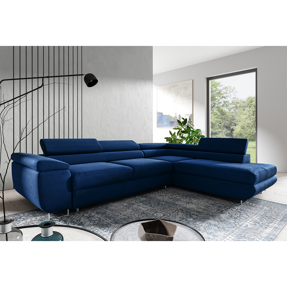 Canapé D'angle HABITAT 2 Modules, Bleu Nuit, 180cm, Très Bon état, Mousse Confort