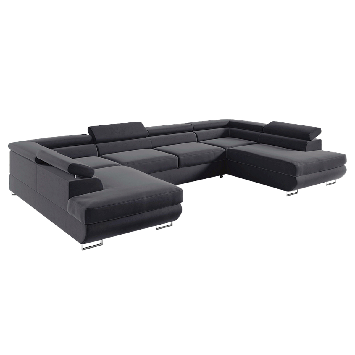 Canapé en U 5 places convertible avec coffre Lyam Gris anthracite