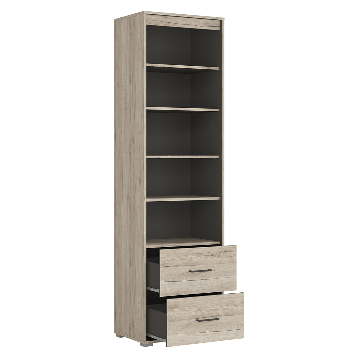 Abriel_bois_anthracite_bibliothèque_2tiroirs_2