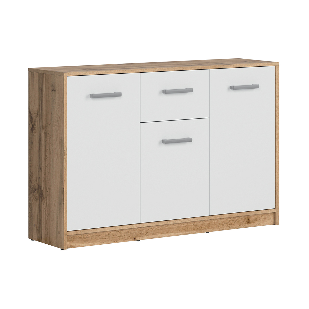 Buffet 3 portes 1 tiroir Cyril Bois et Blanc