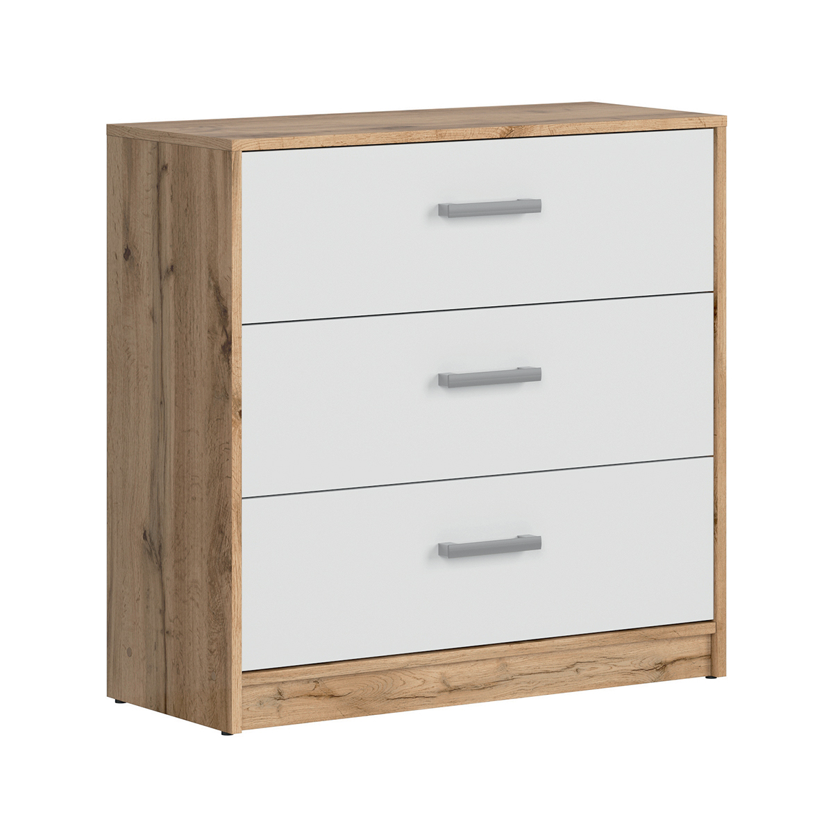 Commode 3 tiroirs Cyril Bois et Blanc