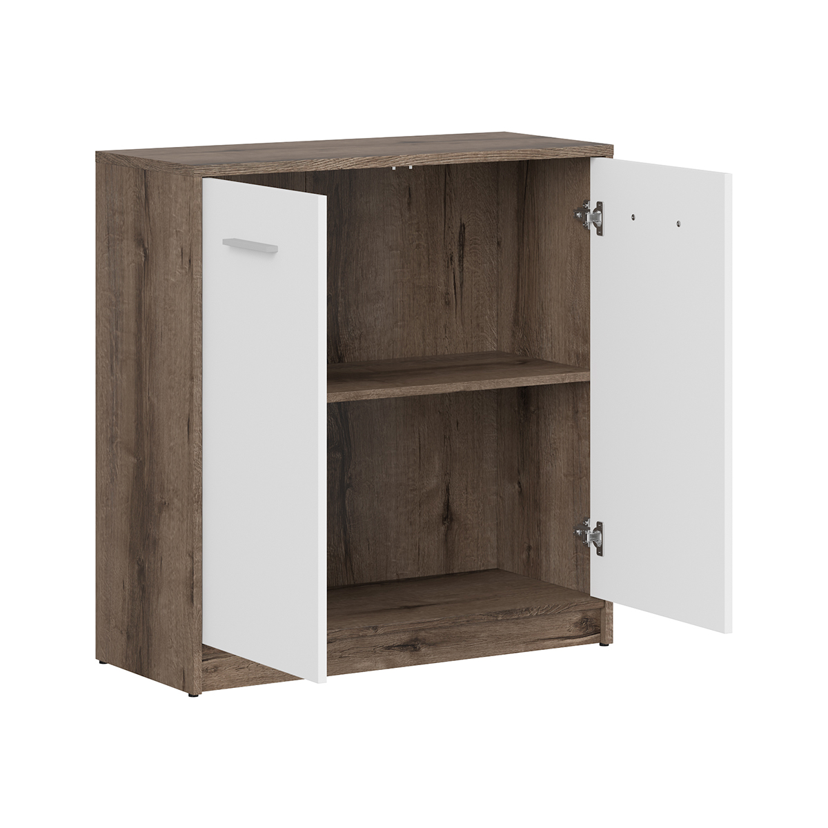 Ewen_bois_fonce_blanc__commode_2portes_2