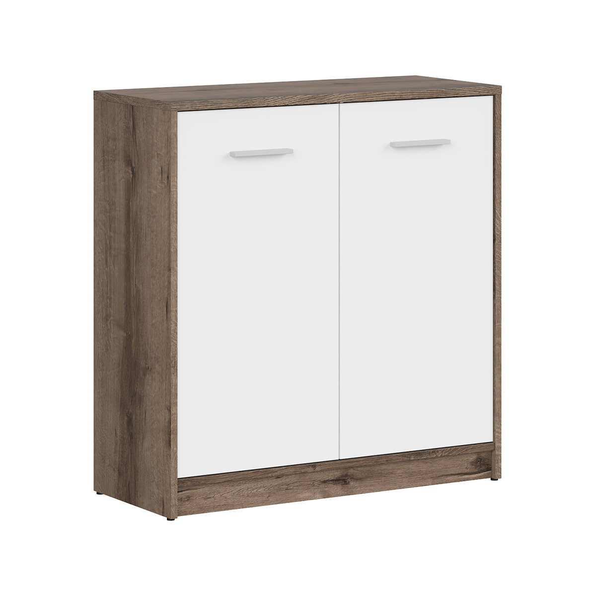 Buffet 2 portes Ewen Bois foncé et Blanc