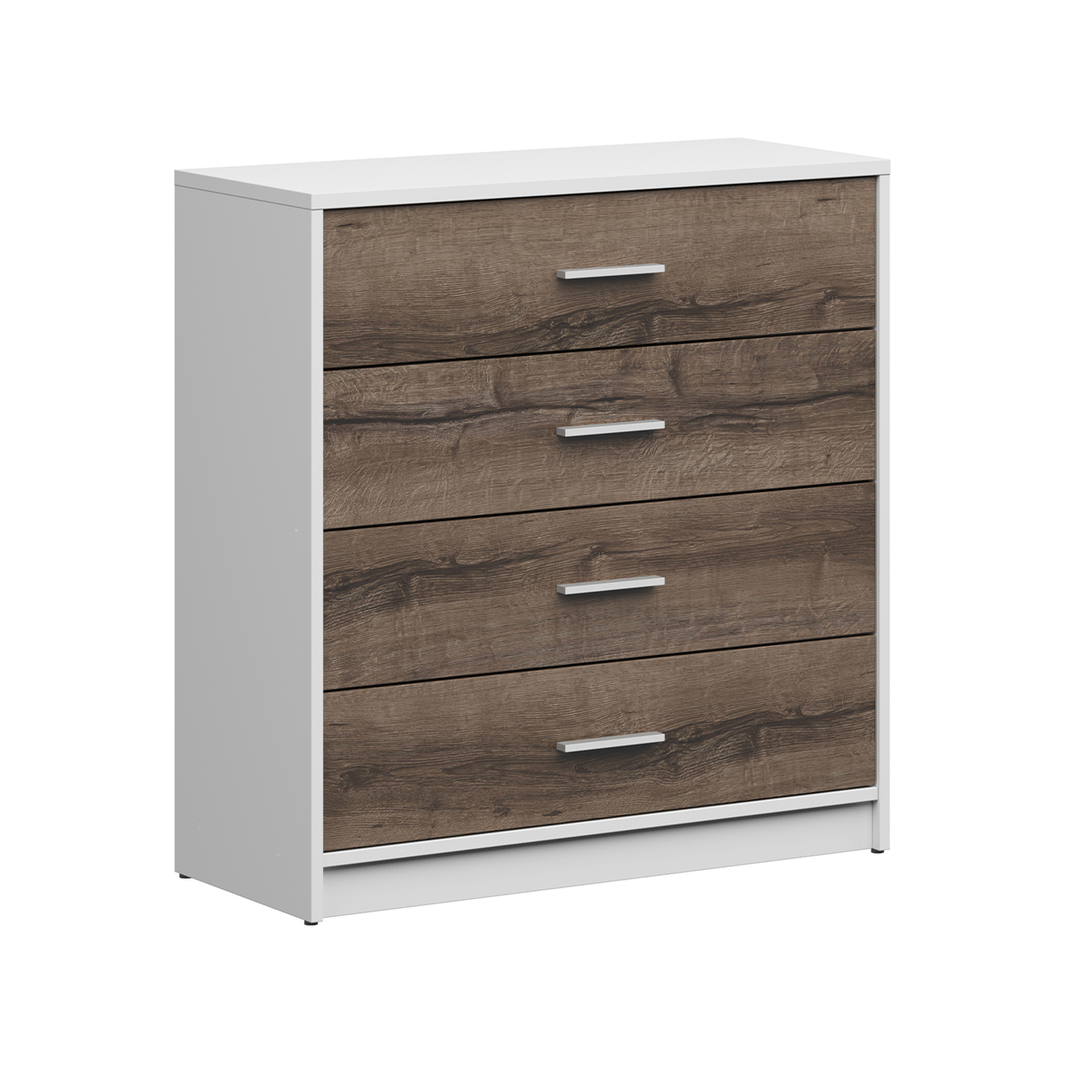 Commode 4 tiroirs Ewen Blanc et Bois foncé