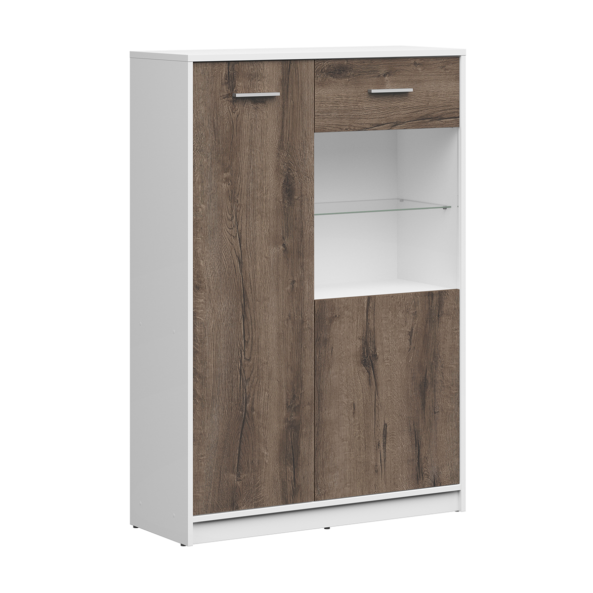 Vaisselier 2 portes Ewen Blanc et Bois foncé