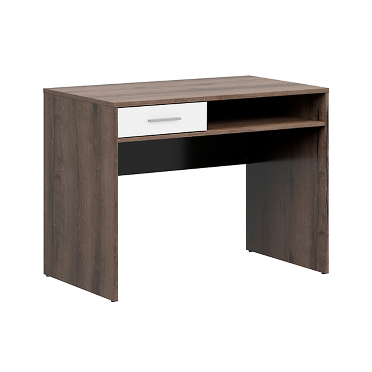 Bureau 1 tiroir Ewen Bois foncé et Blanc