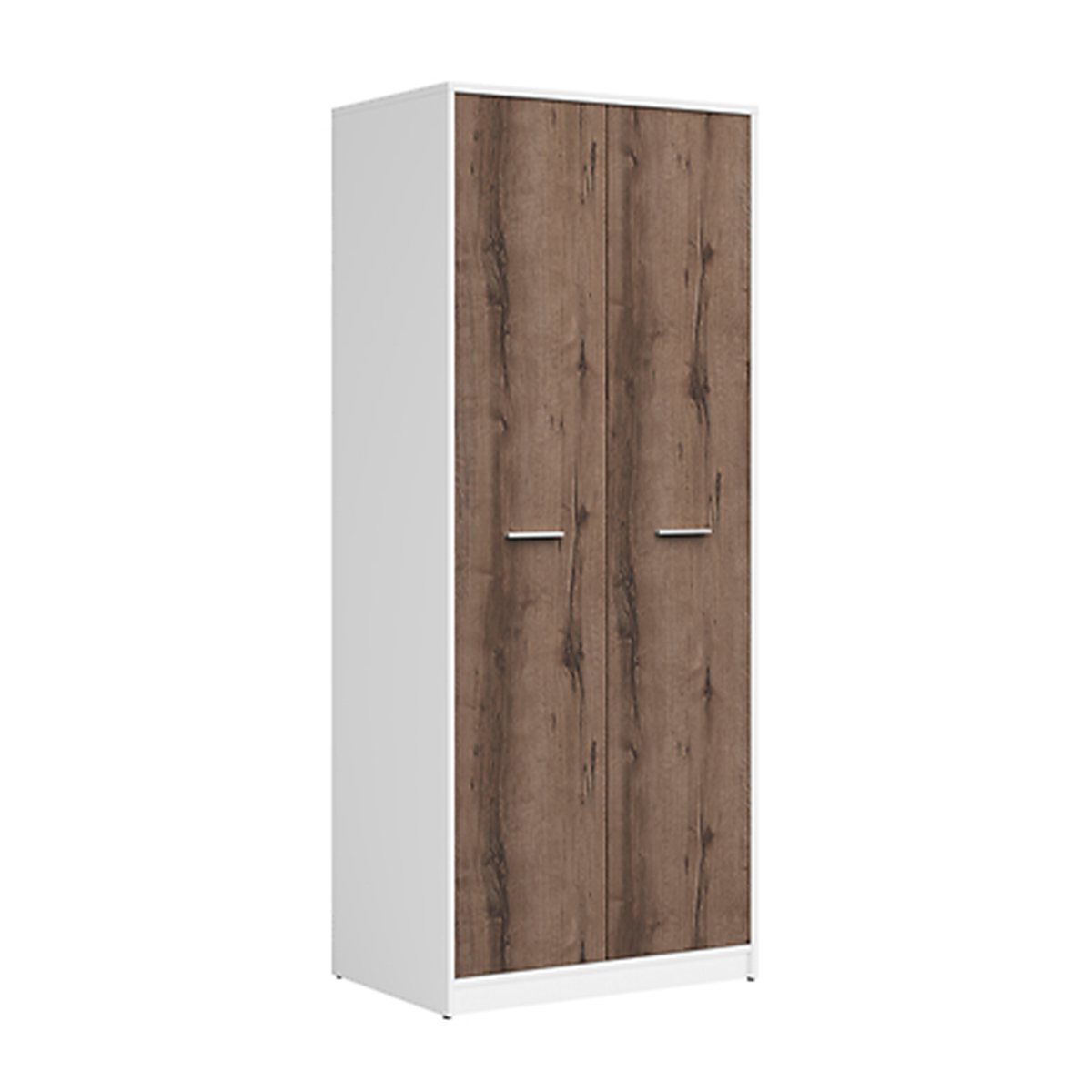 Armoire 2 portes Ewen Blanc et Bois foncé
