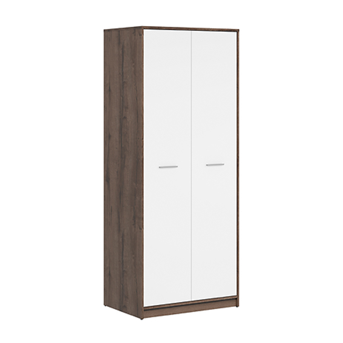 Armoire 2 portes Ewen Bois foncé et Blanc