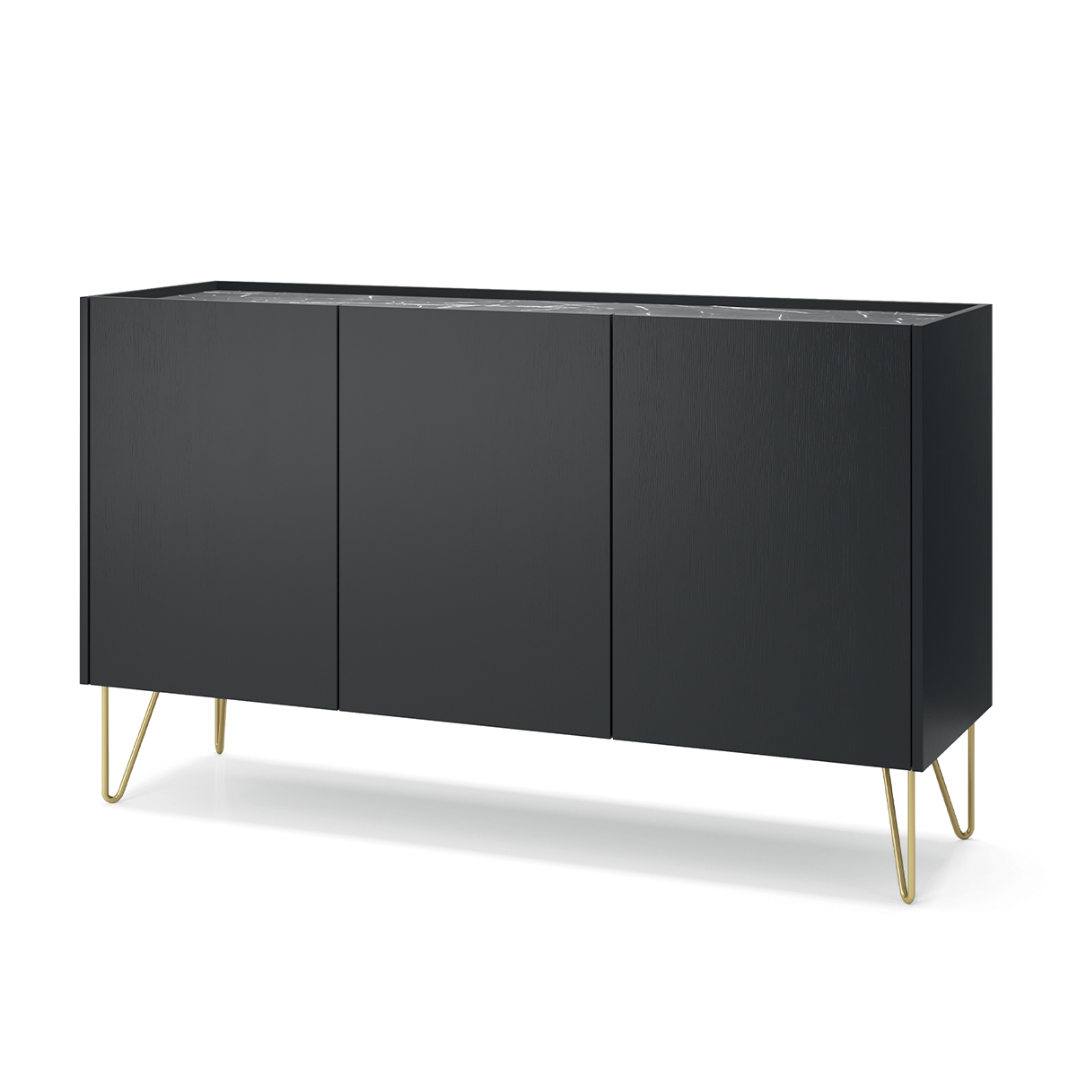 Buffet 3 portes Roya Noir et Marbre