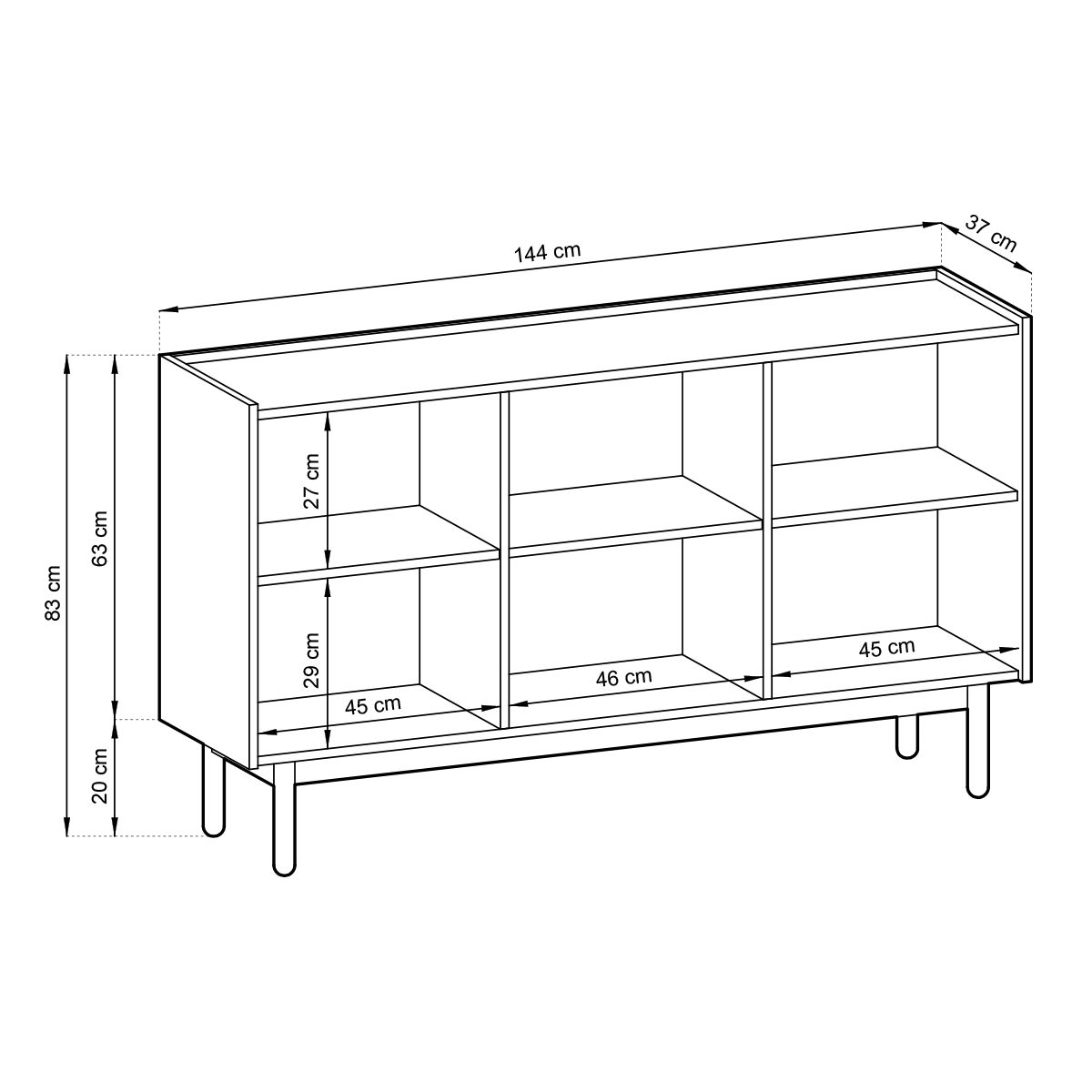 Buffet Design 3 Portes Sérigraphié avec Miroir