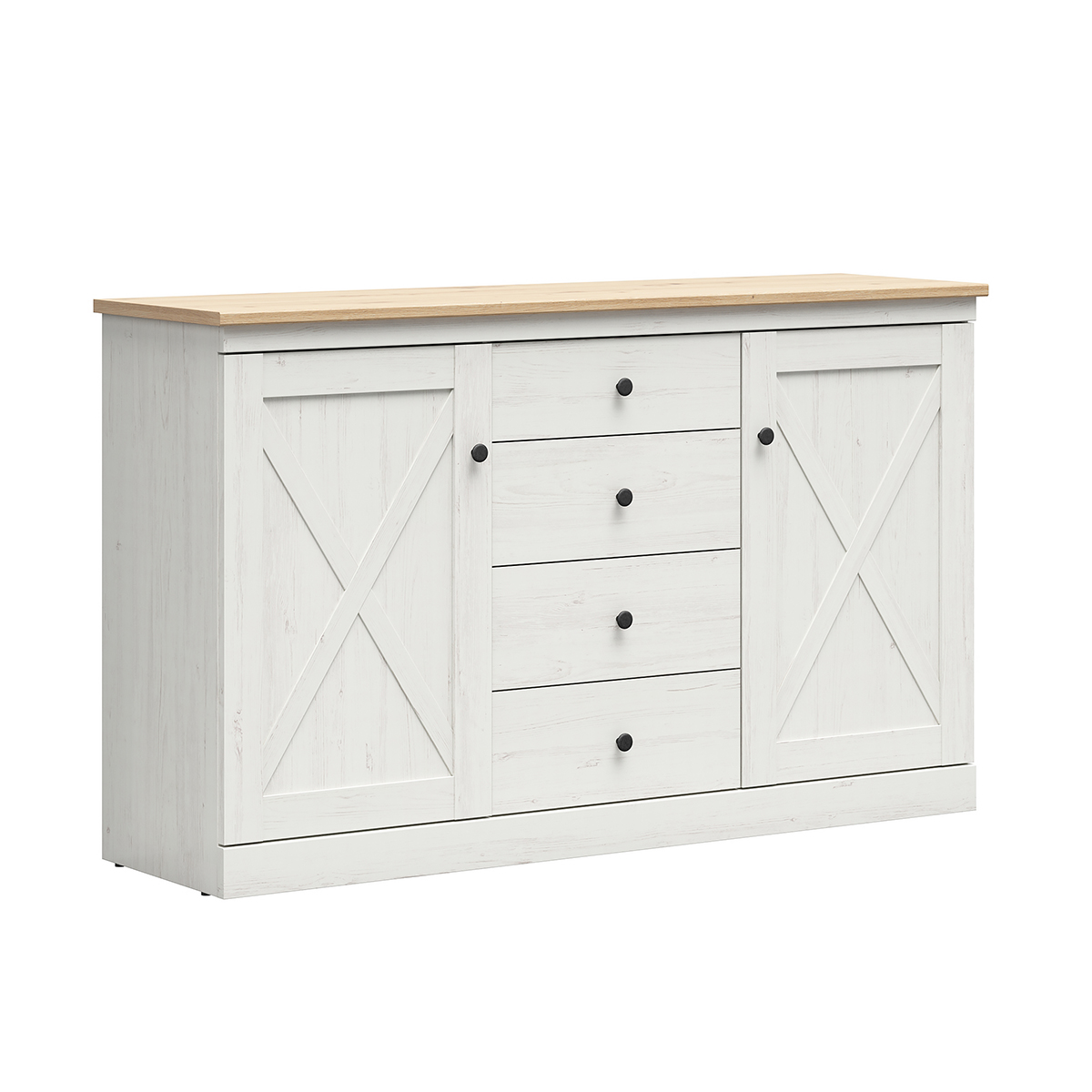 Buffet 2 portes 4 tiroirs Victoria Blanc et Bois Salle à manger
