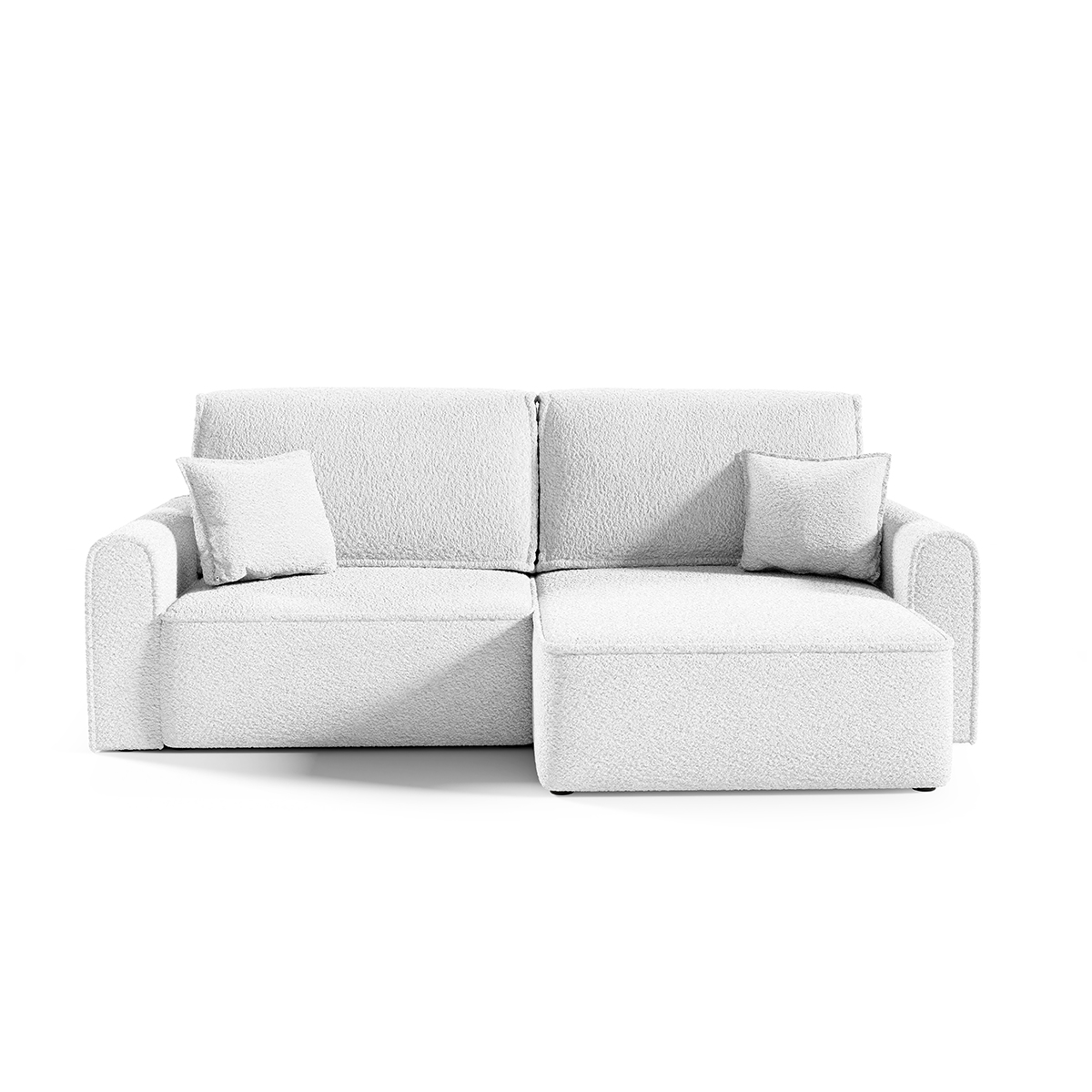 Canapé d\'angle réversible convertible 3 places coffre Valentin Mini bouclé Blanc