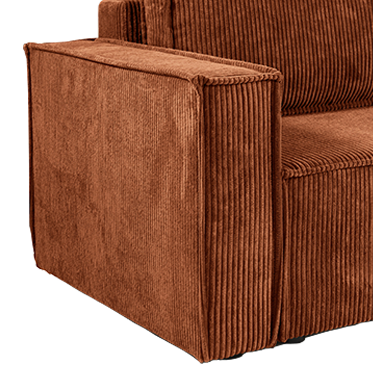 James - Canapé d'angle convertible 3 places en velours terracotta James - Canapé d'angle convertible 3 places en velours terracotta