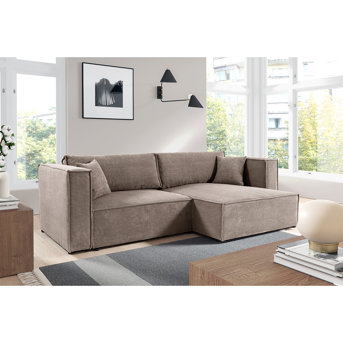 Canapé D'angle Réversible Convertible hester 293cm Taupe