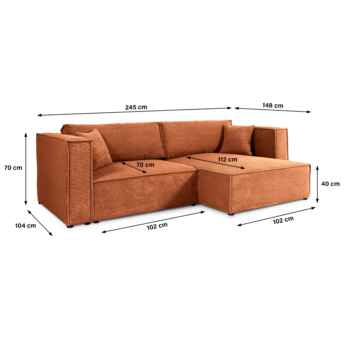 Canapé d'angle convertible scandinave 3 places velours vert, James