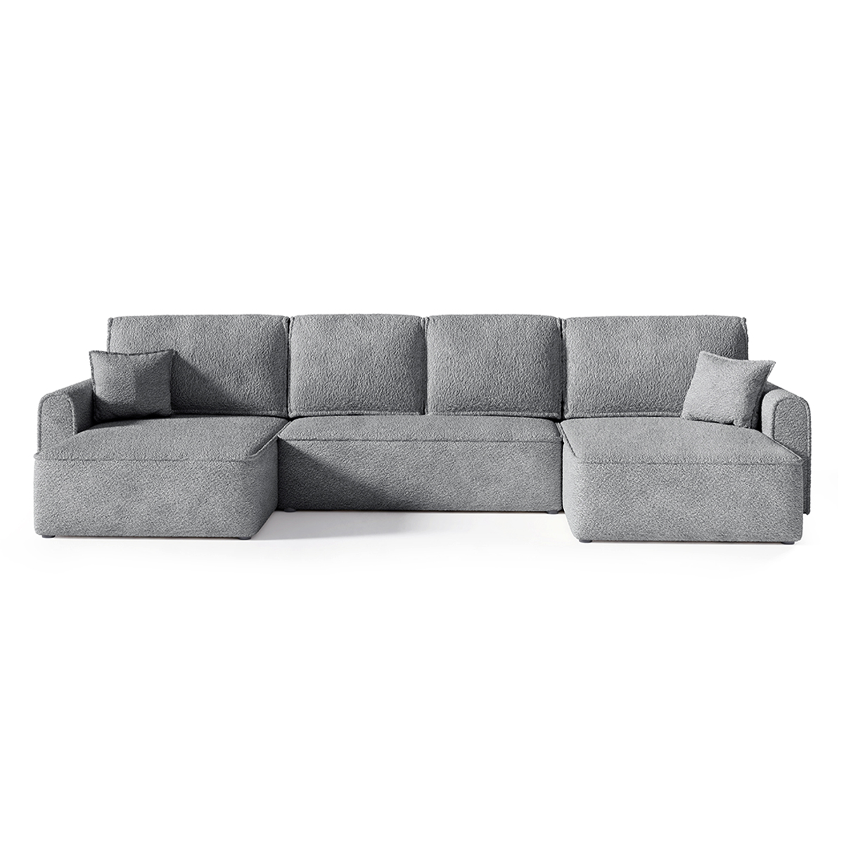 Canapé U 5 places convertible coffre Valentin bouclé Gris