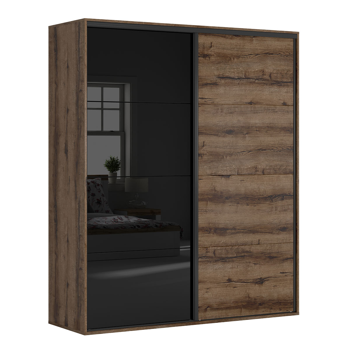 Armoire 2 portes coulissantes L200 x H240 cm Romane Bois